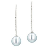 Diamonds Tahitian Pearl white Gold Jewelry Earrings Boucle d’oreille de Perles de Tahiti or bijoux