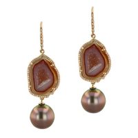 Geode Diamond Tahitian Pearl gold Jewelry Earrings Boucle d’oreille de perle de tahiti bijoux or