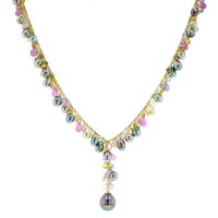 Pink Sapphires Tahitian Pearl gold Jewelry necklace colliers de perle de tahiti bijoux or