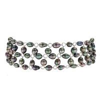 Hinerava, Keshi Choker necklace, multicolor keshis, white gold, Tahitian Pearl Jewelry, Tahitan Pearls, Tahiti, Luxury Pearl Jewelry