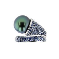 Blue Sapphire Pearl Ring, Gold Tahitian Pearl Jewelry, Tahitan Pearls, Tahiti, Luxury Pearl Jewelry, Pearl Ring, Pearl Bracelet, Pearl Earrings, Pearl Necklace
