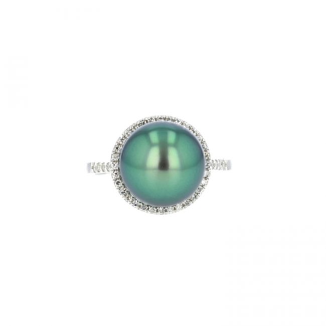 Diamond Tahitian Pearl Gold Jewelry Ring Bague de Perles de Tahiti or bijoux diamants, Tahitian Pearl Halo Diamond Ring