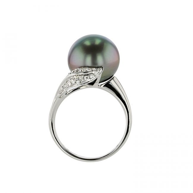 Leaf Diamond Pearl Ring, Gold Tahitian Pearl Jewelry, Tahitan Pearls, Tahiti, Luxury Pearl Jewelry, Pearl Ring, Pearl Bracelet, Pearl Earrings, Pearl Necklace