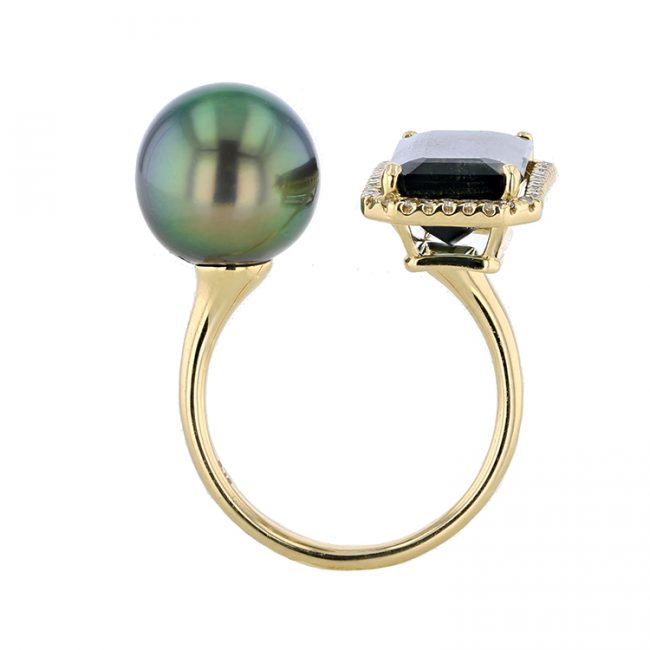Green Tourmaline & Diamond Ring