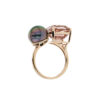 Ring, Tahitian pearls, cushion cut tourmaline, peach, Hinerava, jewelry, privilege, collection