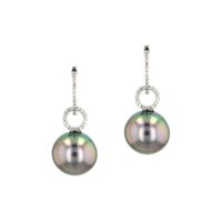 Diamonds Tahitian Pearl Gold Jewelry Earrings Boucle d'oreilles de Perles de Tahiti or bijoux