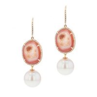 Geode Diamond Tahitian Pearl gold Jewelry Earrings Boucle d’oreille de perle de tahiti bijoux or