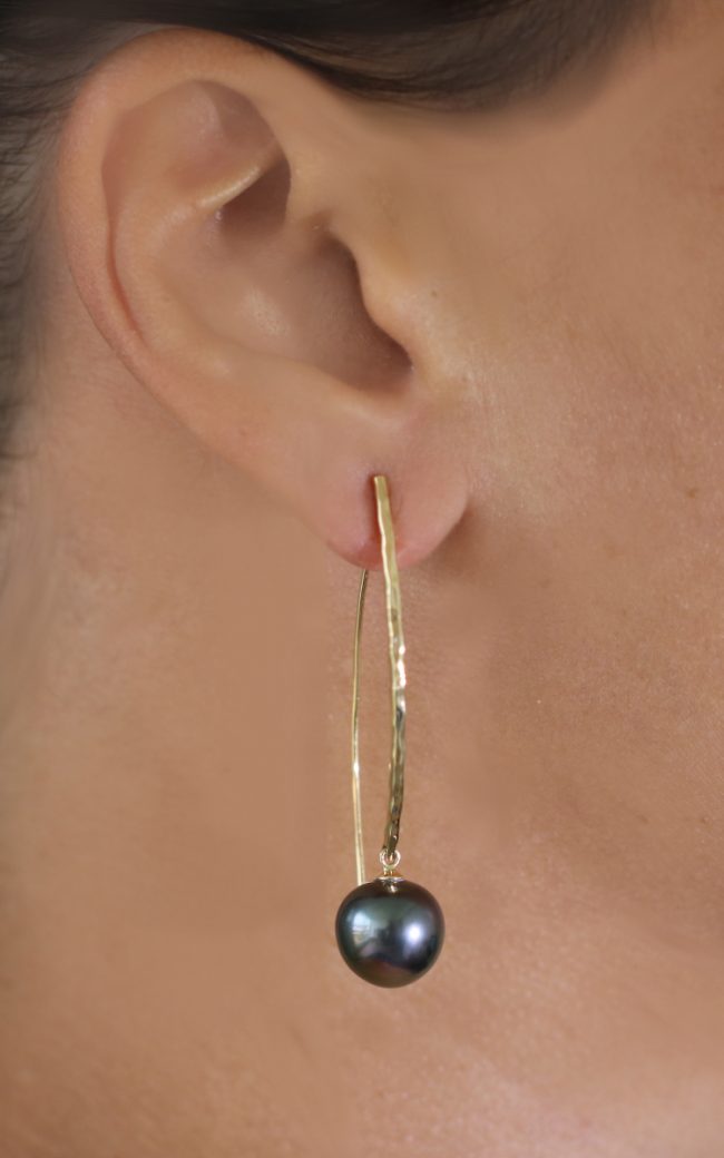 Tahitian Pearl silver Jewelry Earrings Boucle d’oreille de perle de tahiti bijoux argent