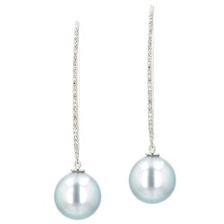 Diamonds Tahitian Pearl white Gold Jewelry Earrings Boucle d’oreille de Perles de Tahiti or bijoux