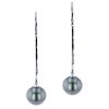 Tahitian Pearl Jewelry, Tahitan Pearls, Tahiti, Luxury Pearl Jewelry, Pearl Ring, Pearl Bracelet, Pearl Earrings, Pearl Necklace, Pearl Diamond , Long Hammered Hook White Gold, yellow gold, Earrings