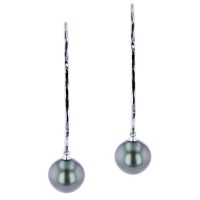 Tahitian Pearl Jewelry, Tahitan Pearls, Tahiti, Luxury Pearl Jewelry, Pearl Ring, Pearl Bracelet, Pearl Earrings, Pearl Necklace, Pearl Diamond , Long Hammered Hook White Gold, yellow gold, Earrings