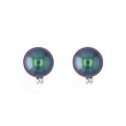 Diamonds Tahitian Pearl Gold Jewelry Earrings Boucle d'oreilles de Perles de Tahiti or bijoux