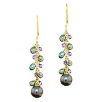 amethyst keshi Tahitian Pearl gold Jewelry Earrings Boucle d’oreille de perle de tahiti bijoux or