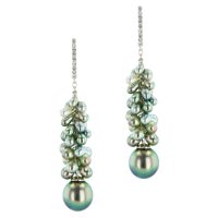 Tahitian Pearl Gold Jewelry Necklace Colliers de Perles de Tahiti or bijoux keshi earrings