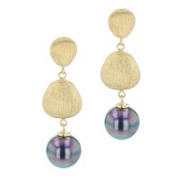 Double Matte Pearl Earrings, Tahitian Pearl Vermeil Jewelry, Tahitan Pearls, Tahiti, Luxury Pearl Jewelry, Pearl Ring, Pearl Bracelet, Pearl Earrings, Pearl Necklace, Hinerava, perles de tahiti