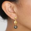 Double Matte Pearl Earrings, Tahitian Pearl Vermeil Jewelry, Tahitan Pearls, Tahiti, Luxury Pearl Jewelry, Pearl Ring, Pearl Bracelet, Pearl Earrings, Pearl Necklace, Hinerava, perles de tahiti