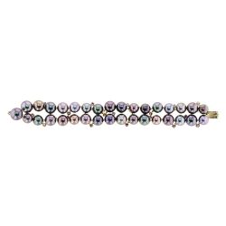 Pink Sapphire and Pearl Bracelet, Sapphire, Yellow Gold, Bracelet, Tahitian Pearl, Hinerava, perles de tahiti