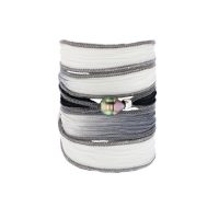 Tahitian Pearl Jewelry bracelet de Perles de Tahiti bijoux soie silk choker, June Gloom Silk Pearl Bracelet