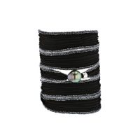 Tahitian Pearl Jewelry bracelet de Perles de Tahiti bijoux soie silk choker, Jet Black Silk Pearl Bracelet
