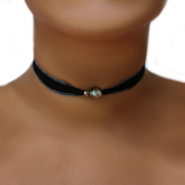 Tahitian Pearl Jewelry bracelet de Perles de Tahiti bijoux soie silk choker