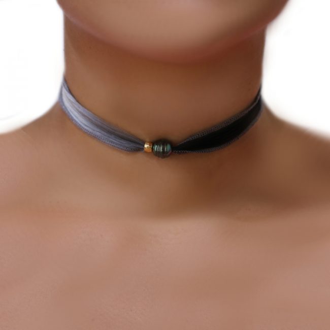 Tahitian Pearl Jewelry bracelet de Perles de Tahiti bijoux soie silk choker