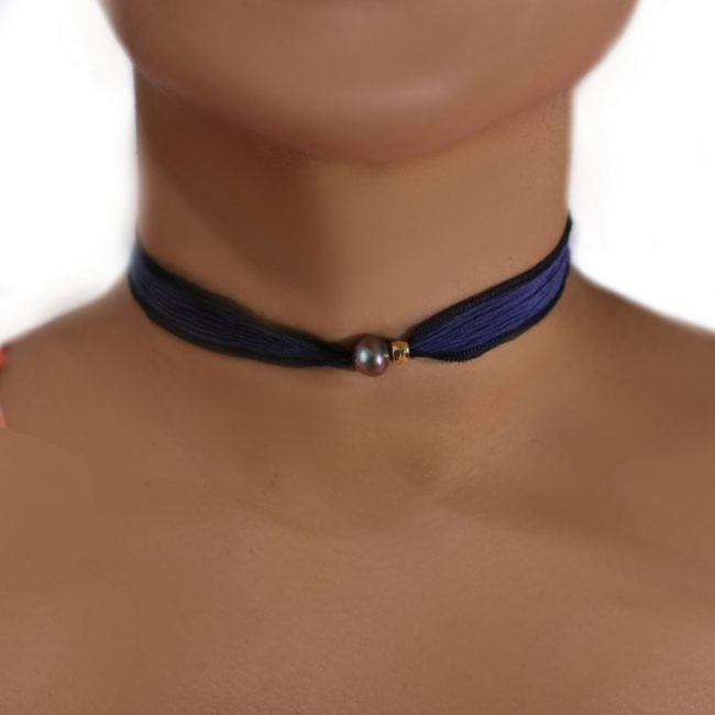 Tahitian Pearl Jewelry bracelet de Perles de Tahiti bijoux soie silk choker