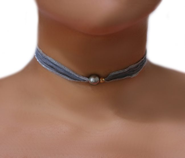 Tahitian Pearl Jewelry bracelet de Perles de Tahiti bijoux soie silk choker