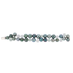 Aquamarine & Diamond Pearl Bib, Tahitian Pearl Jewelry, Tahitan Pearls, Tahiti, Luxury Pearl Jewelry