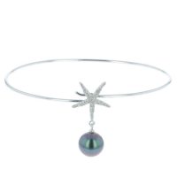 Starfish & Pearl White Gold Bangle, Tahitian Pearl Jewelry, Tahitan Pearls, Tahiti, Luxury Pearl Jewelry, Pearl Ring, Pearl Bracelet, Pearl Earrings, Pearl Necklace