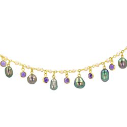 keshi Tahitian Pearl gold Jewelry lariat necklace collier de perle de tahiti bijoux or