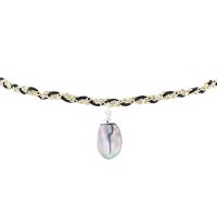 Black Thin Braided Bracelet, Bracelet tressé, Braided Cord Bracelet, Perles de Tahiti or bijoux, Tahitian Pearl, vermeil and silver jewelry, vermeil chain and tahitian pearl