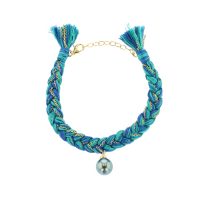 Bracelet tressé, Braided Cord Bracelet, Perles de Tahiti or bijoux, Tahitian Pearl, vermeil and silver jewelry, vermeil chain and tahitian pearl