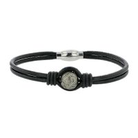 One Carved Pearl Black Leather Bracelet, Tahitian Pearl Jewelry, Tahitan Pearls, Tahiti, Luxury Pearl Jewelry, Pearl Ring, Pearl Bracelet, Pearl Earrings, Pearl Necklace, Pearl Diamond , His Hinerava collection, Man jewelry, Tahitian pearls for men, One Pearl Black Leather Bracelet