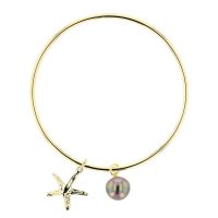 Starfish Charm & Pearl Bangle, Tahitian Pearl, Vermeil, Starfish, Charms, Hinerava, perles de tahiti