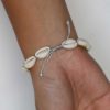 Puka Shell Bracelet on Cord, Tahitian Pearl, Sterling silver, Hinerava, summer, beach look