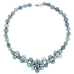 Aquamarine & Diamond Pearl Bib, Tahitian Pearl Jewelry, Tahitan Pearls, Tahiti, Luxury Pearl Jewelry