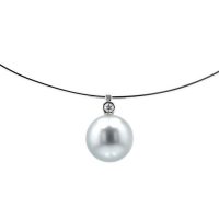 Hinerava, Pearl jewelry, Tahitian Pearl, Pearl Pendant,, Bezel Diamond Solitaire & Pearl White Gold Collar