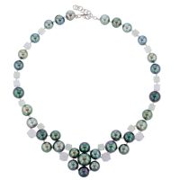 Aquamarine & Diamond Pearl Bib, Tahitian Pearl Jewelry, Tahitan Pearls, Tahiti, Luxury Pearl Jewelry