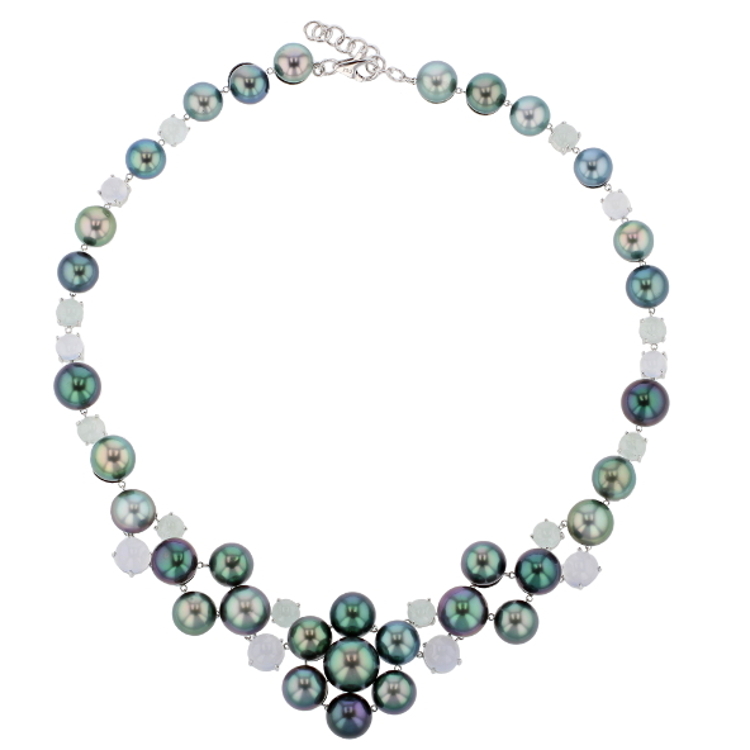 Pearl and Aquamarine Multi Strand Necklace | Kenneth Jay Lane