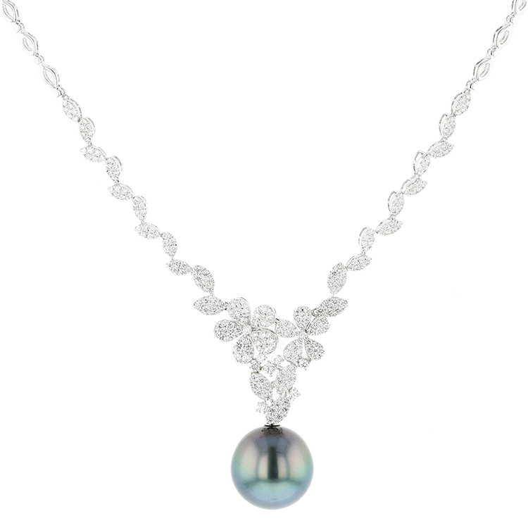 Flower Diamond & Pearl Necklace – Hinerava Jewelry