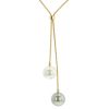 Toi & Moi Adjustable Lariat, Gold Tahitian Pearl Jewelry, Tahitan Pearls, Tahiti, Luxury Pearl Jewelry, Pearl Ring, Pearl Bracelet, Pearl Earrings, Pearl Necklace, Yellow Gold
