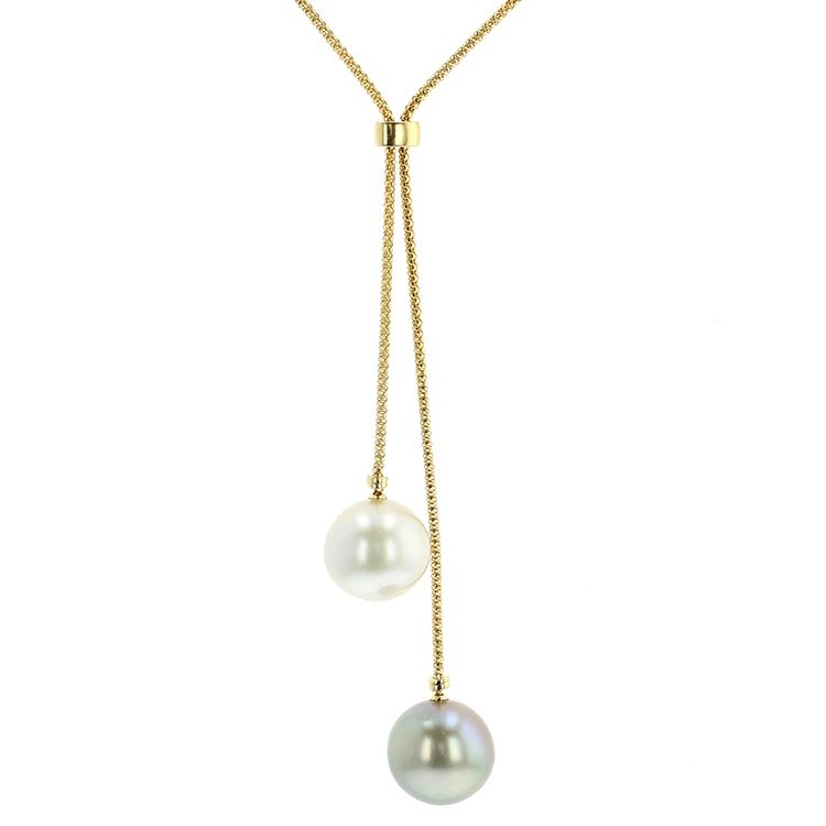 Buy Adjustable Pearl With Circle Sterling Silver Lariat Necklace by  Mannash™ Jewellery