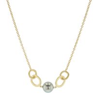 Vermeil Link Necklace, Tahitian Pearl vermeil Jewelry Earrings Boucle d’oreille de perle de tahiti bijoux vermeil