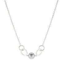Silver Link Necklace, Necklace Tahitian Pearl Jewelry perle de tahiti bijoux silver argent