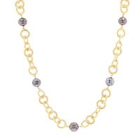 Vermeil Station Necklace, Tahitian Pearl vermeil Jewelry Earrings Boucle d’oreille de perle de tahiti bijoux vermeil