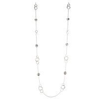 Silver Link Sautoir, Necklace Tahitian Pearl Jewelry perle de tahiti bijoux silver argent