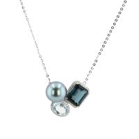 Blue Gems & Pearl Necklace, Gold Tahitian Pearl Jewelry, Tahitan Pearls, Tahiti, Luxury Pearl Jewelry, Pearl Ring, Pearl Bracelet, Pearl Earrings, Pearl Necklace, Yellow Gold White Gold White Gold