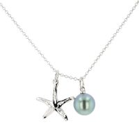 Starfish Charm & Pearl Necklace, Tahitian Pearl, Sterling silver, Argent, Starfish, Charms, Hinerava, perles de tahiti