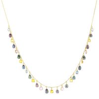 Sapphire & Keshi Charm Necklace, Sapphires, Gems, Yellow Gold, Earrings, Tahitian Pearl, Hinerava, perles de tahiti