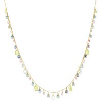 Multi Gem & Keshi Charm Necklace, Sapphires, Gems, Yellow Gold, Earrings, Tahitian Pearl, Hinerava, perles de tahiti